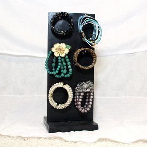 ꧁🌸🌺Black Natural Wood Rotating Jewelry Tower Organizer🪷🦩꧂